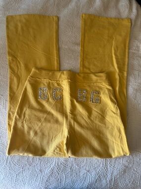 BCBG Yellow Embellished Back Logo Pants